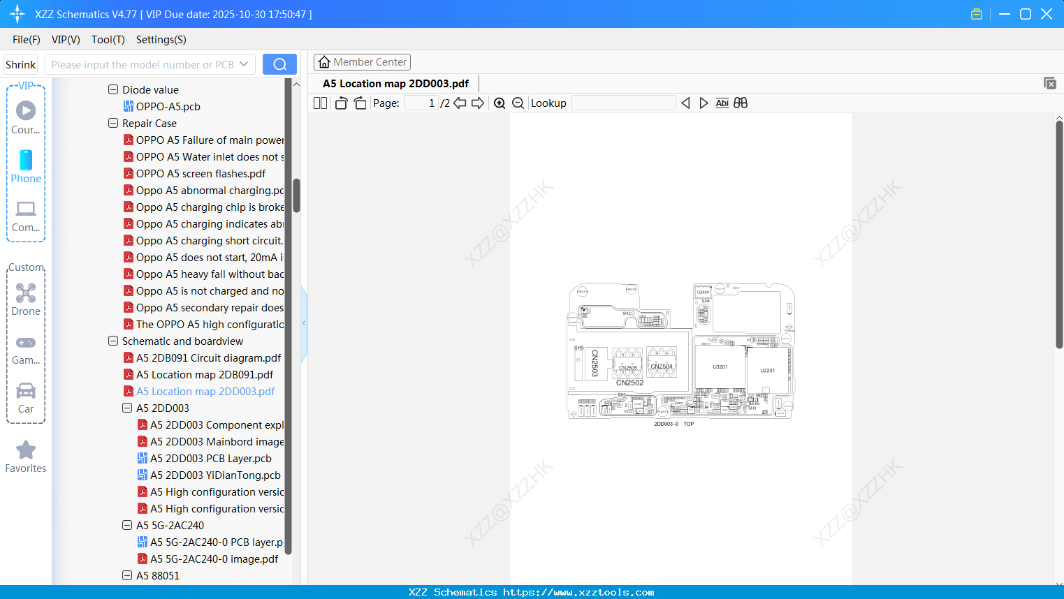 OPPO A5 Location Map 2DD003
